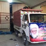 "كرم السجاد" توزع أكثر من 1000 كرتون مياه ومواد غذائية لمواكب الزائرين في الديوانية