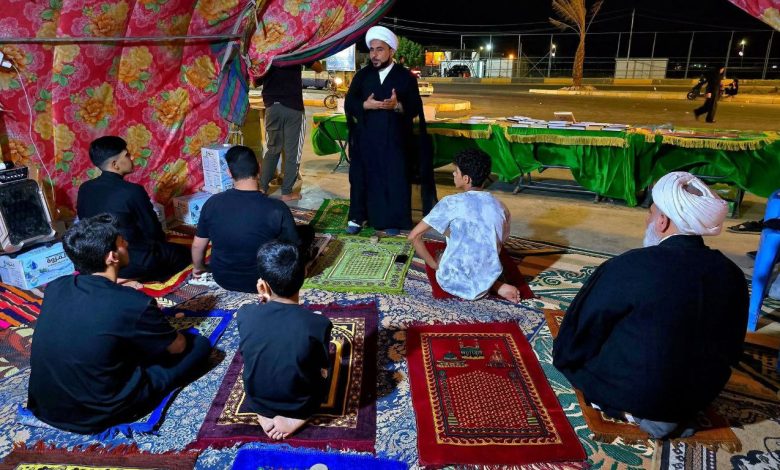 افتتاح موكب الوعي الحسيني في الكوت برعاية مكتب المرجع اليعقوبي لخدمة زائري الأربعين